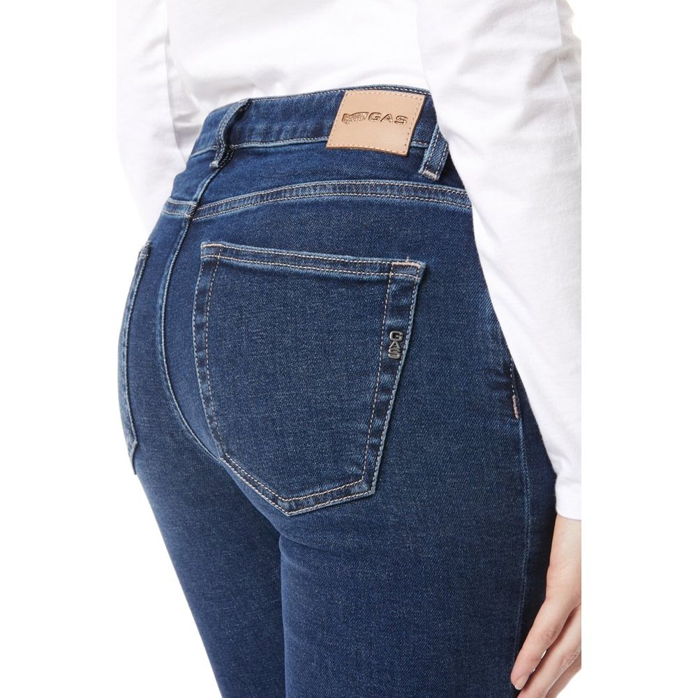 Gas Blue Cotton Slim Fit Jeans