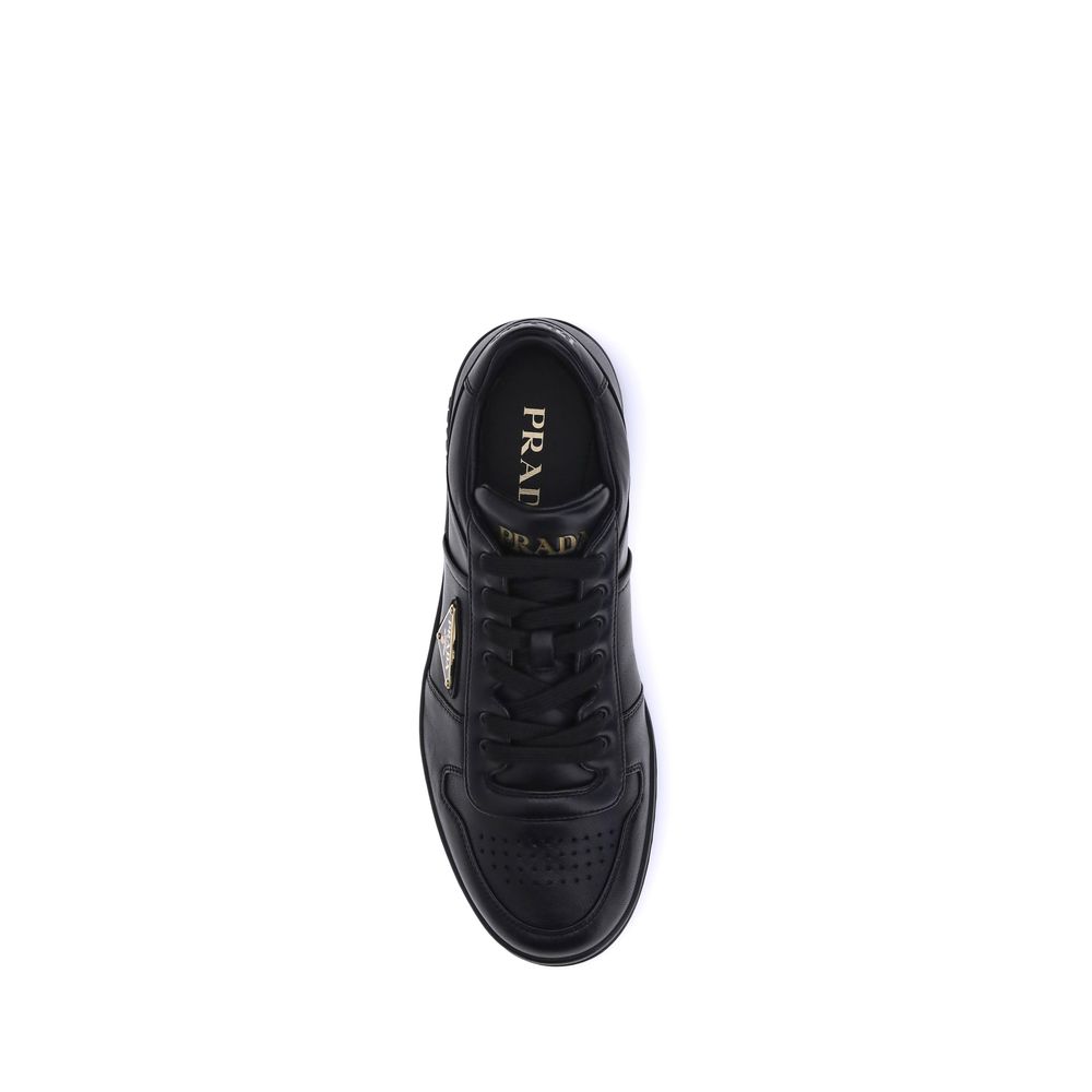 Prada Black Calf Leather Bos Taurus Low Top Sneakers