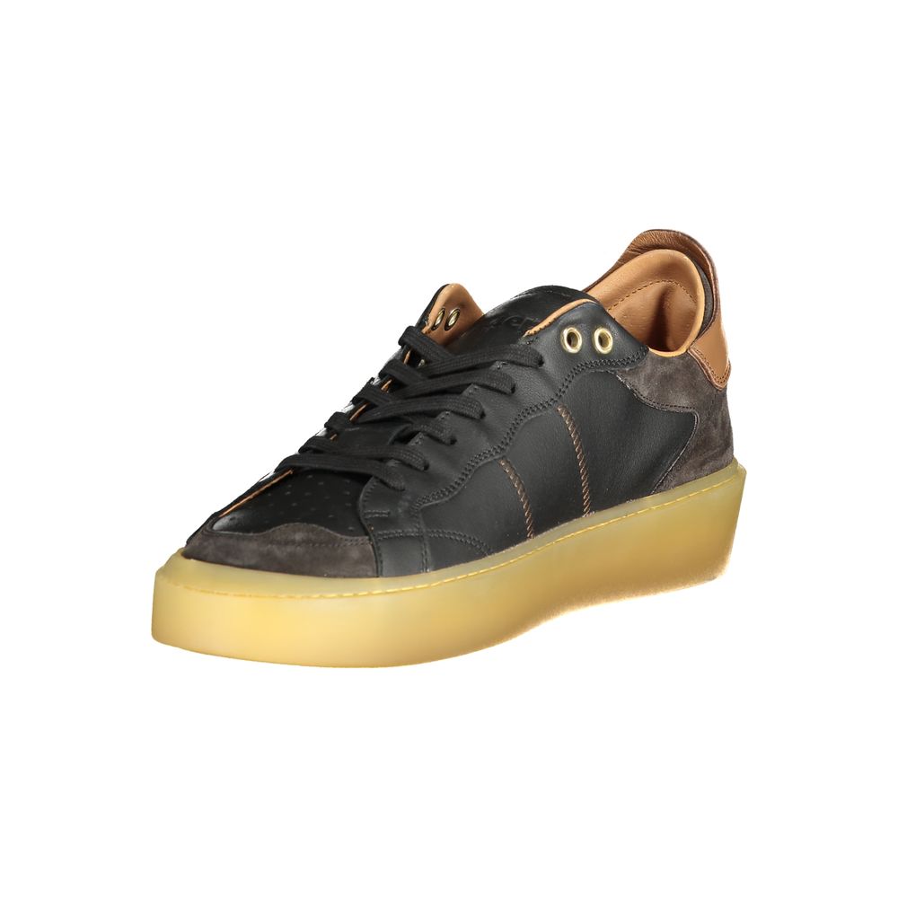 Blauer Black Leather Men Sneakers