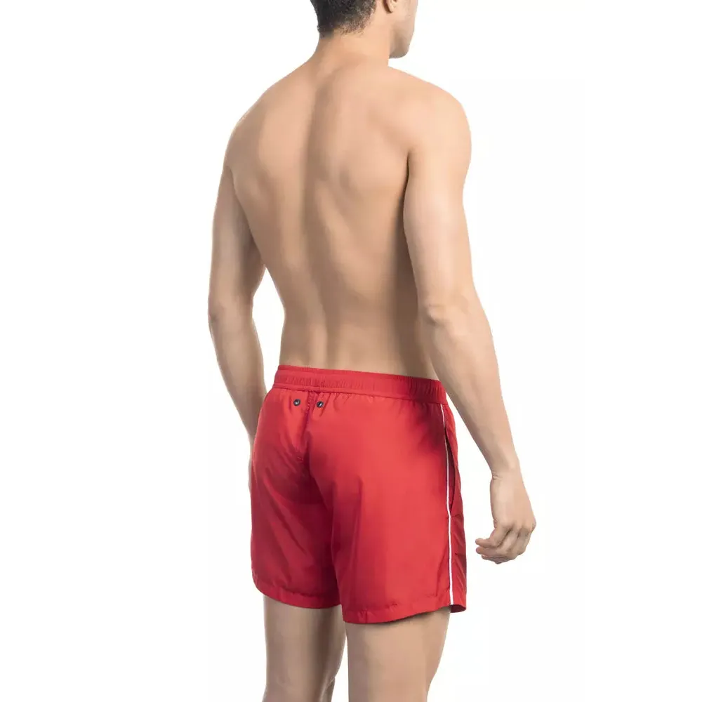 Bikkembergs Red Polyester Men Swim Short