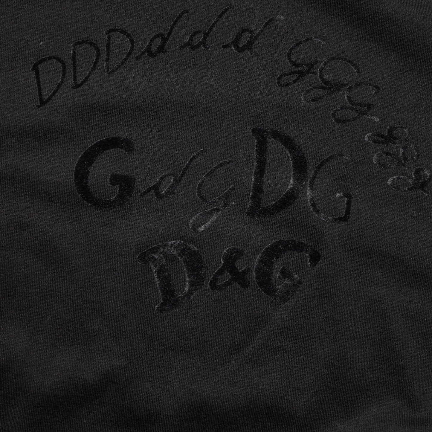 Dolce & Gabbana Black Cotton Velvet Logo Print Men T-shirt