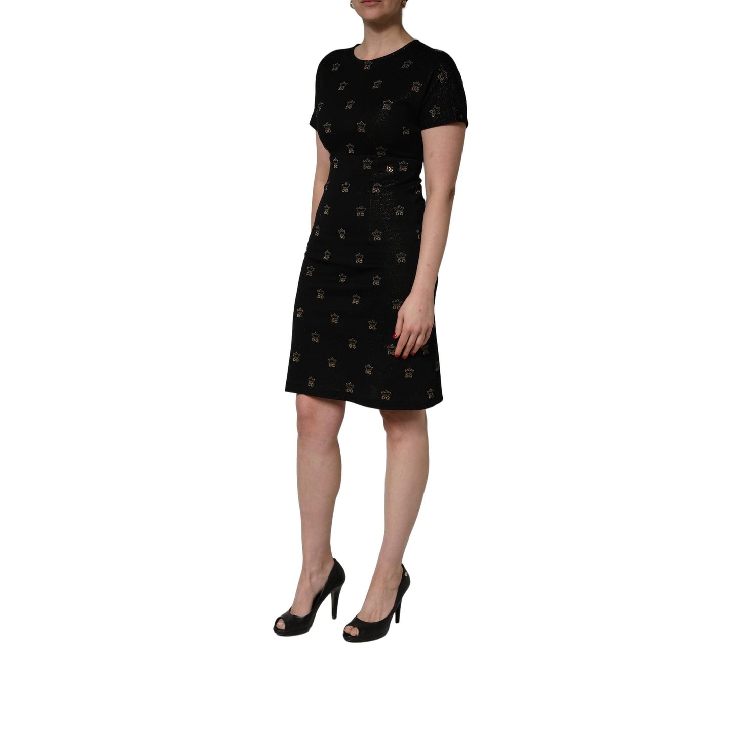 Dolce & Gabbana Black DG Crown Short-Sleeve Sheath Dress