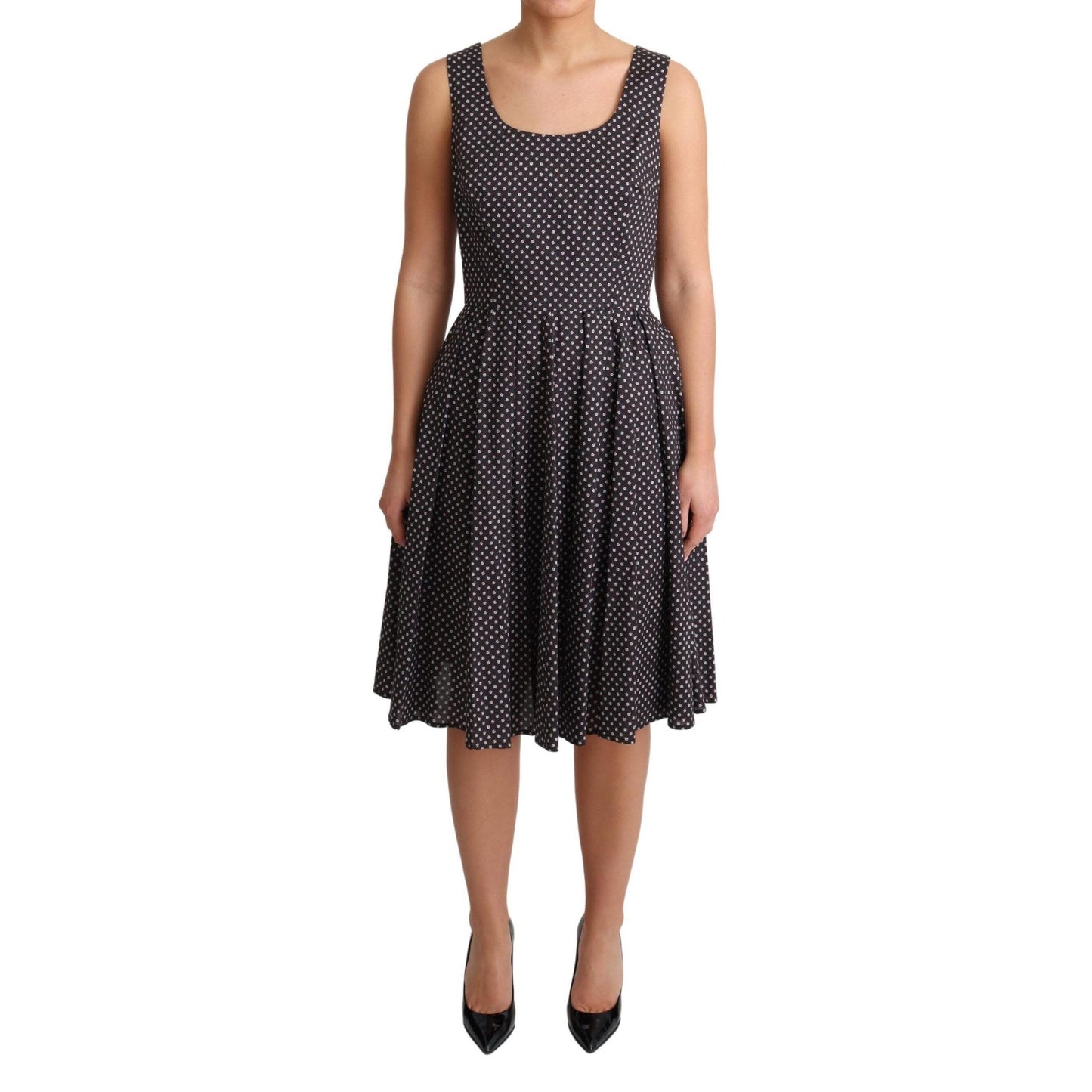 Dolce & Gabbana Black Floral Cotton A-Line Stretch Dress