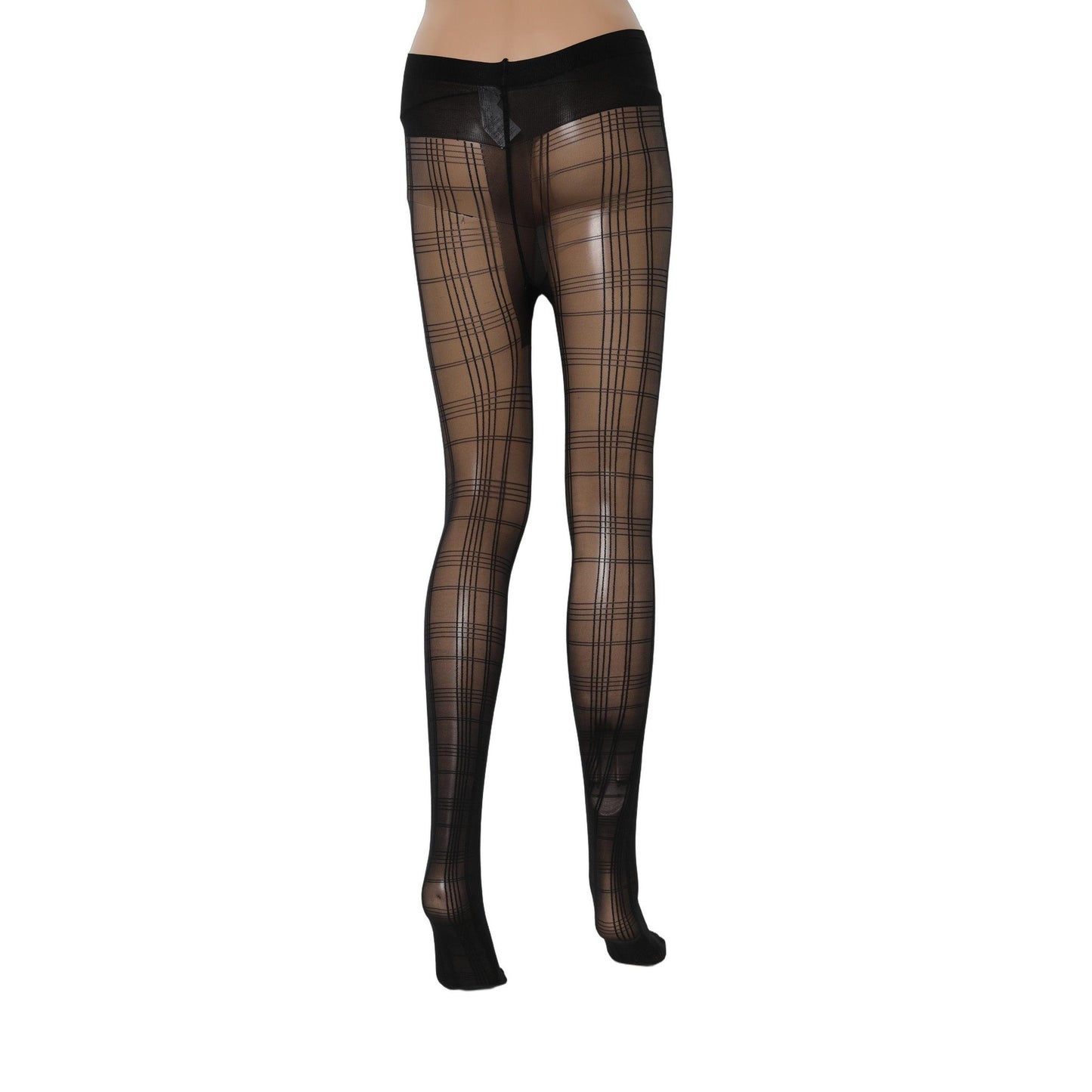 Dolce & Gabbana Black Nylon Tartan Pattern Tights Stockings Socks