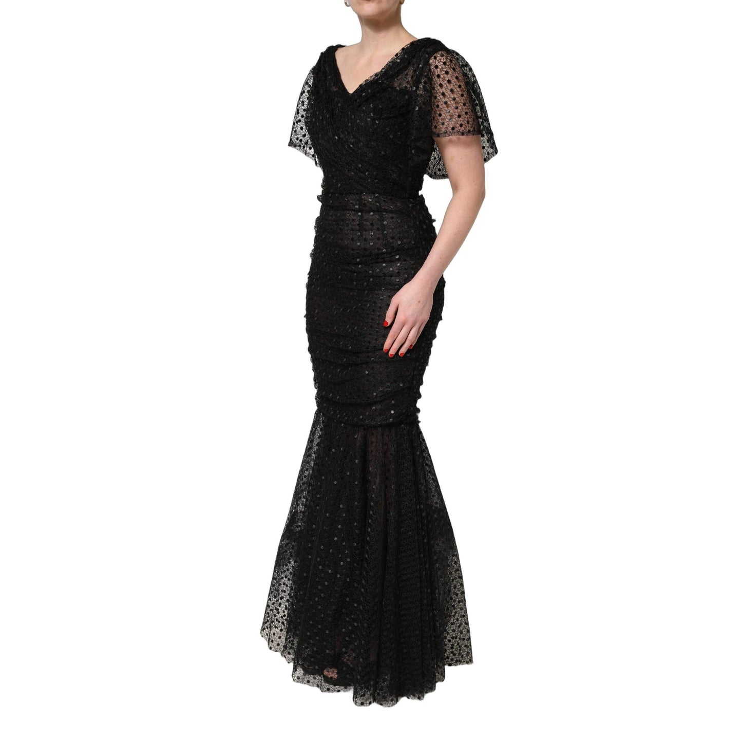 Dolce & Gabbana Black Sequinned Mermaid Evening Gown Dress
