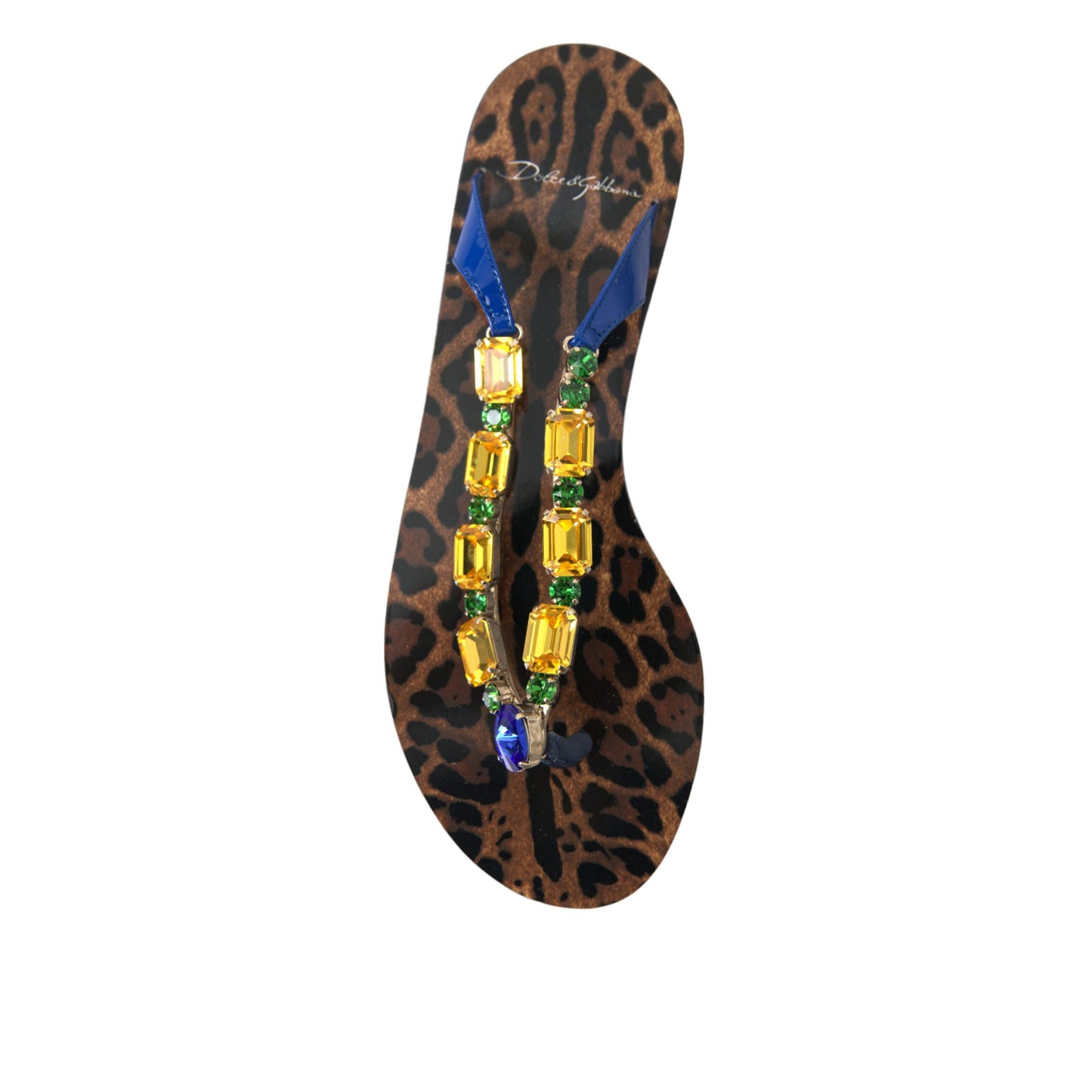 Dolce & Gabbana Blue Crystals Flats Sandals Beachwear Shoes