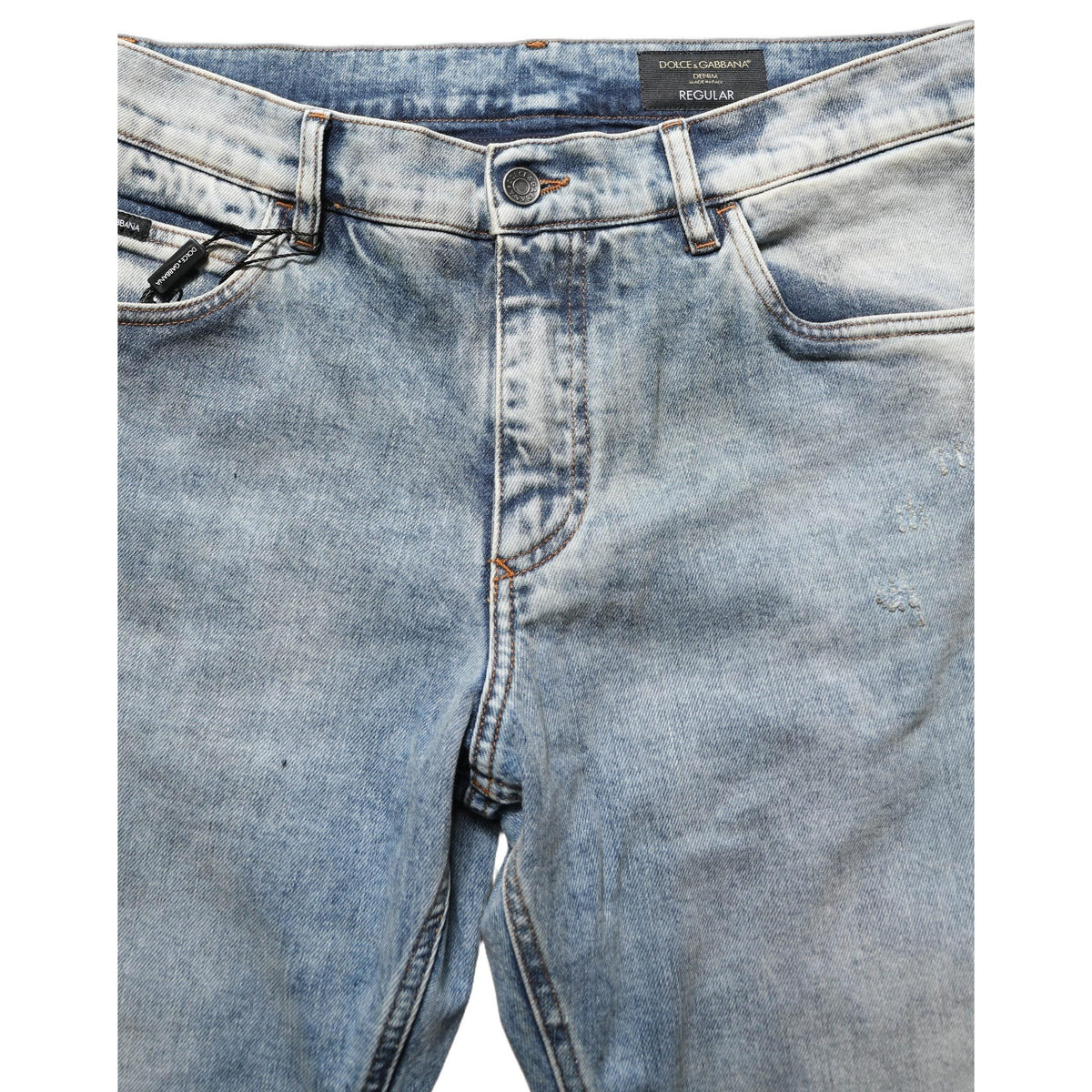 Dolce & Gabbana Blue Washed Mid Waist Straight Men Denim Jeans