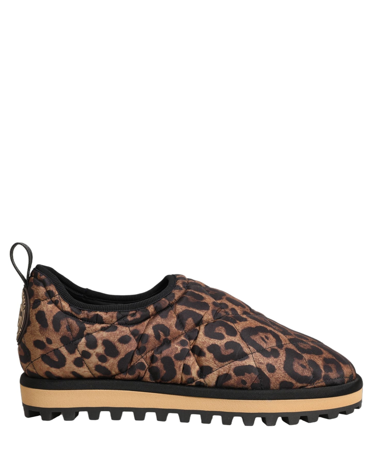 Dolce & Gabbana Brown Leopard Print Quilted Men Sneakers Shoes