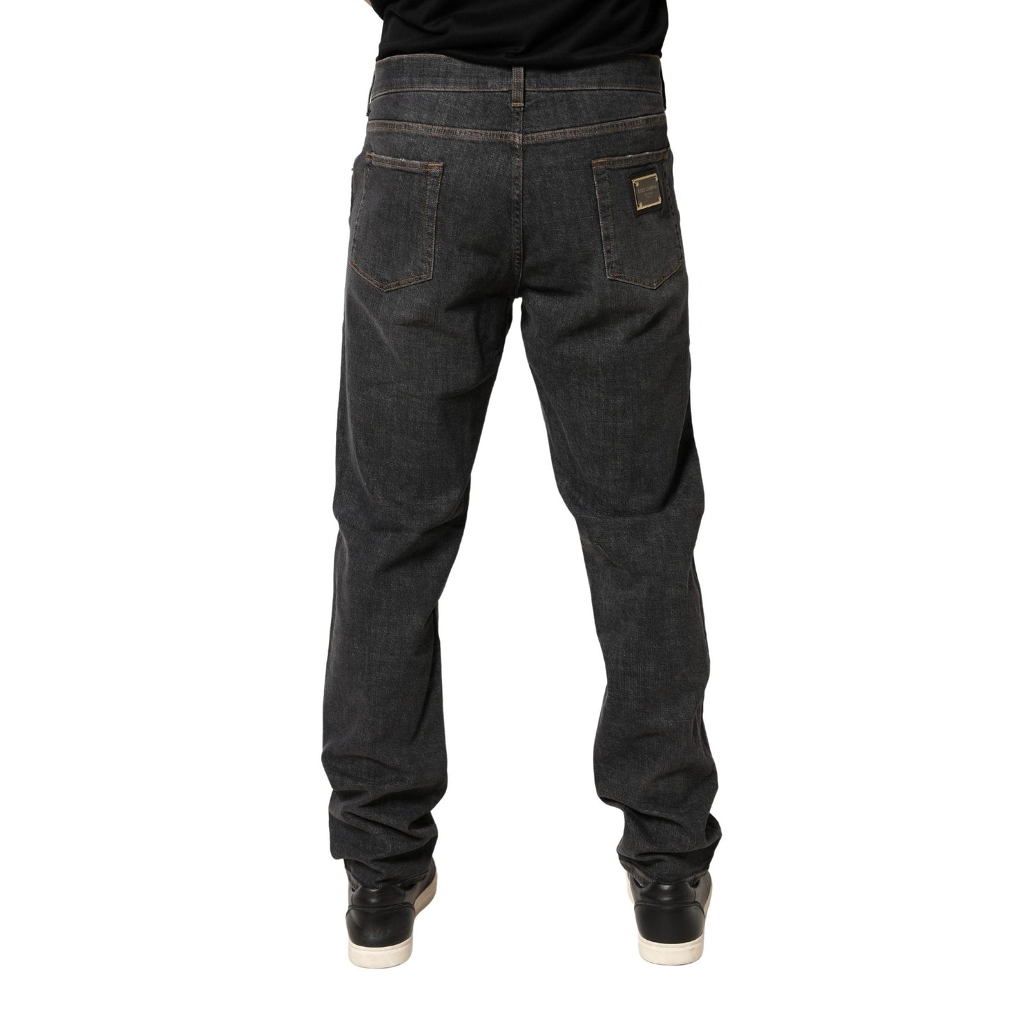 Dolce & Gabbana Dark Gray Slim Fit Cotton Men Denim Jeans