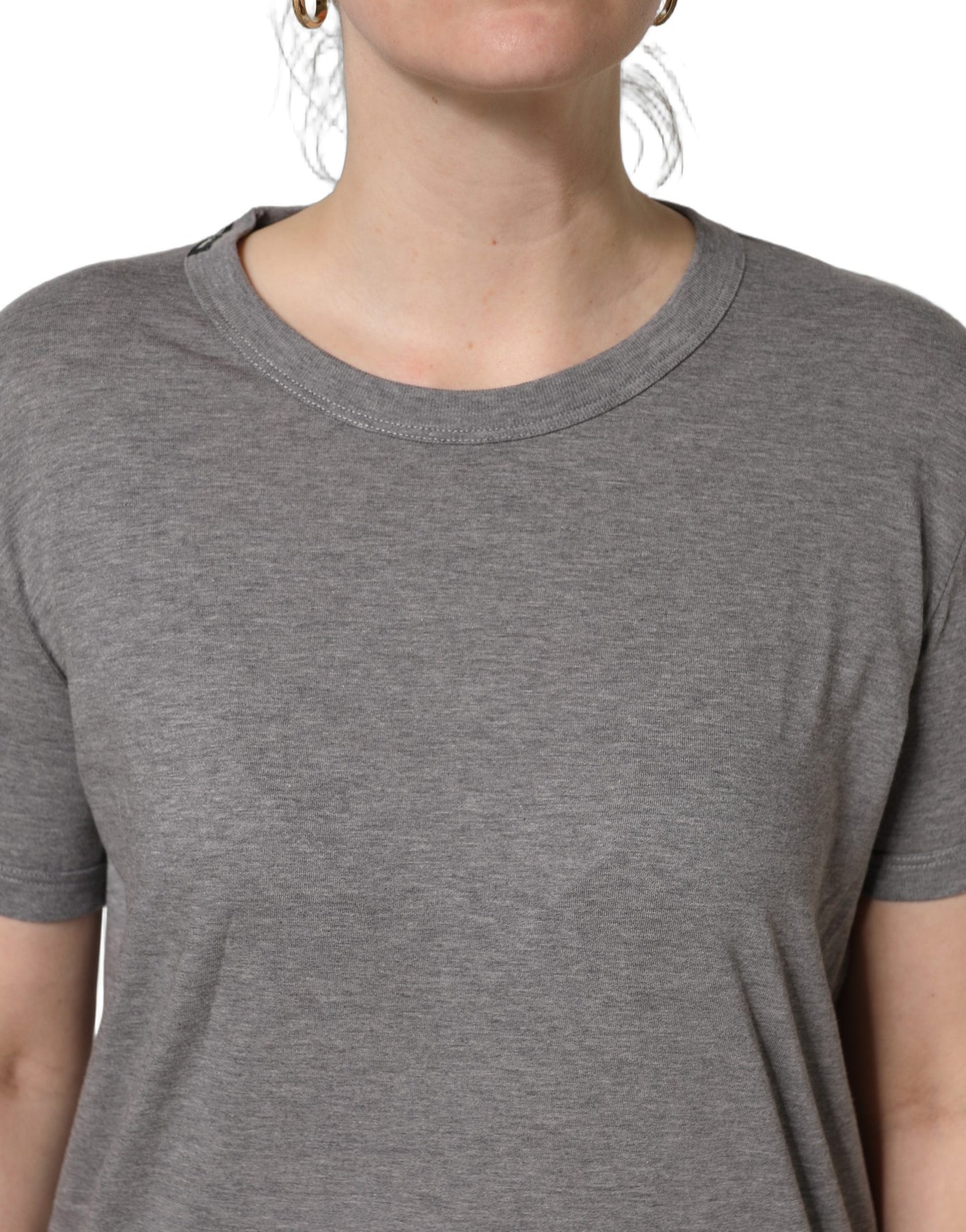 Dolce & Gabbana Grey Cotton Short Sleeves Crew Neck T-shirt