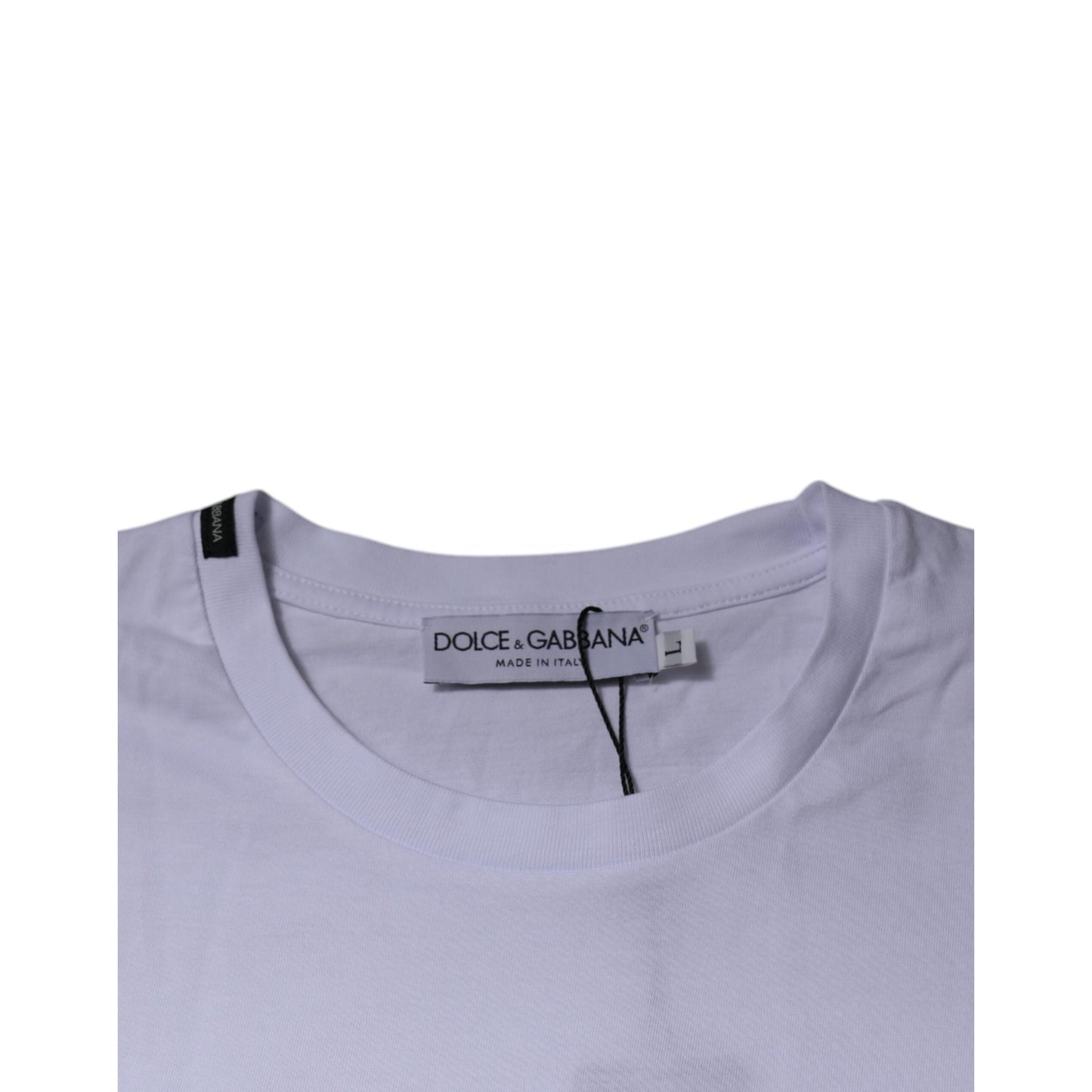 Dolce & Gabbana White Red Leopard Cotton Crew Neck T-shirt