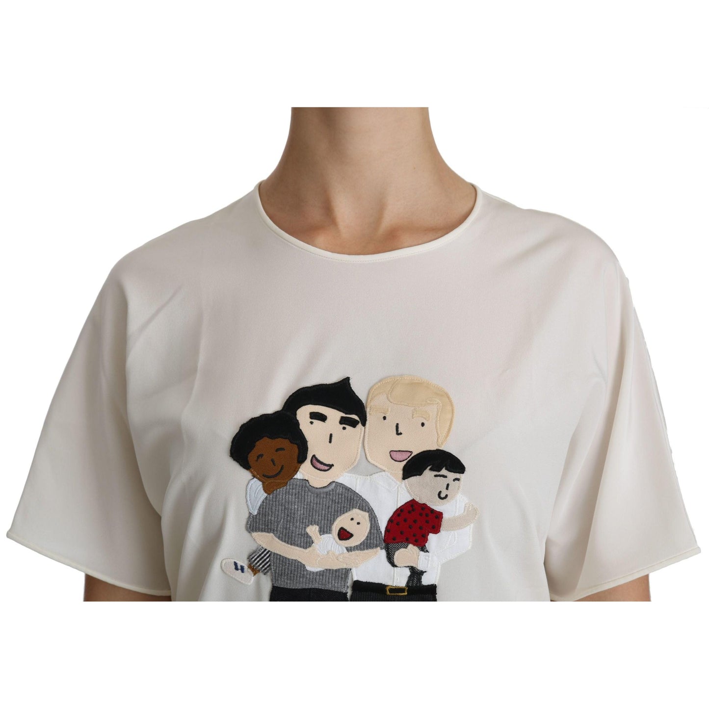 Dolce & Gabbana White #dgfamily Patch Short Sleeve Blouse Top