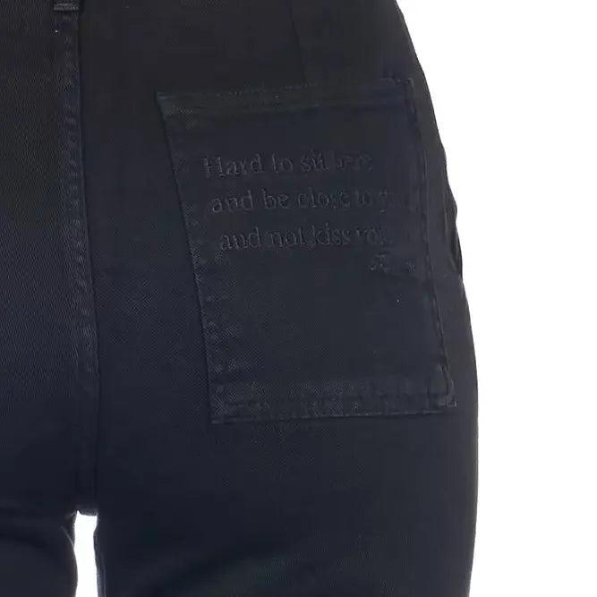 Frankie Morello Black Cotton Women Cropped Trouser