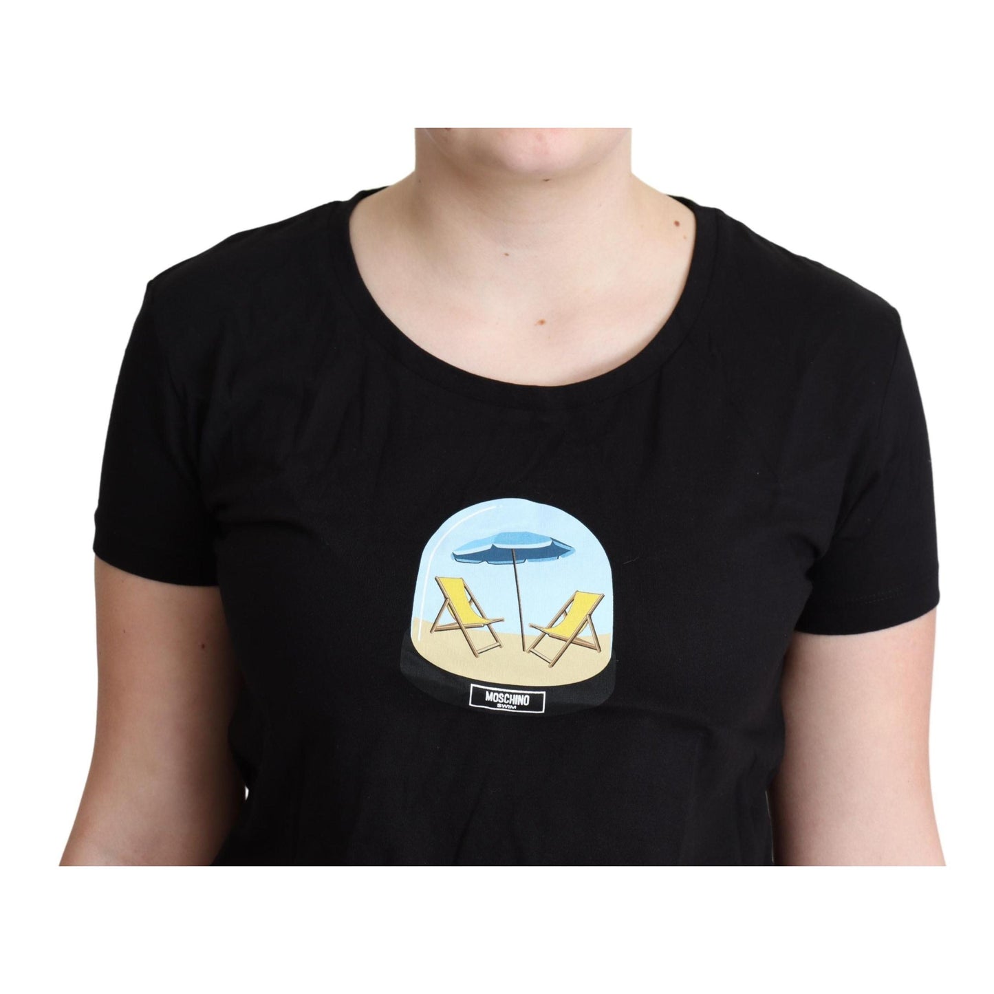 Moschino Black Printed Cotton Short Sleeves T-shirt