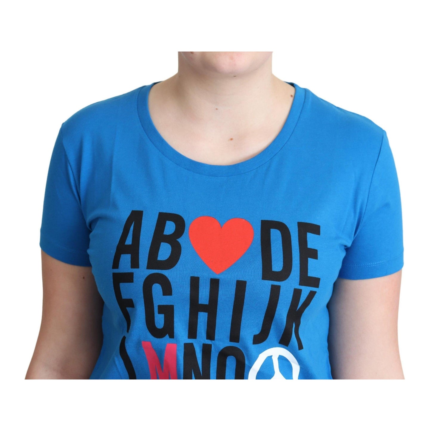 Moschino Blue Cotton Alphabet Letter Print Tops
