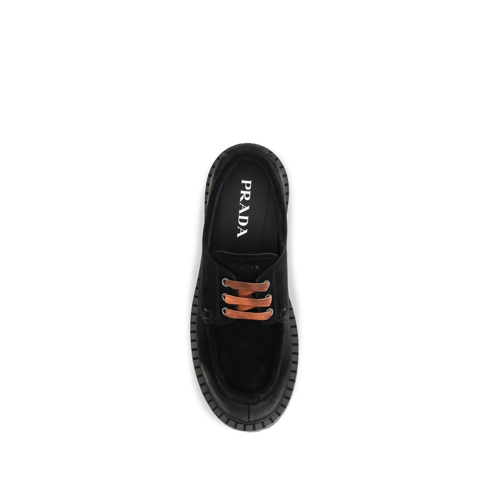 Prada Black Suede Leather Slip-On Loafers