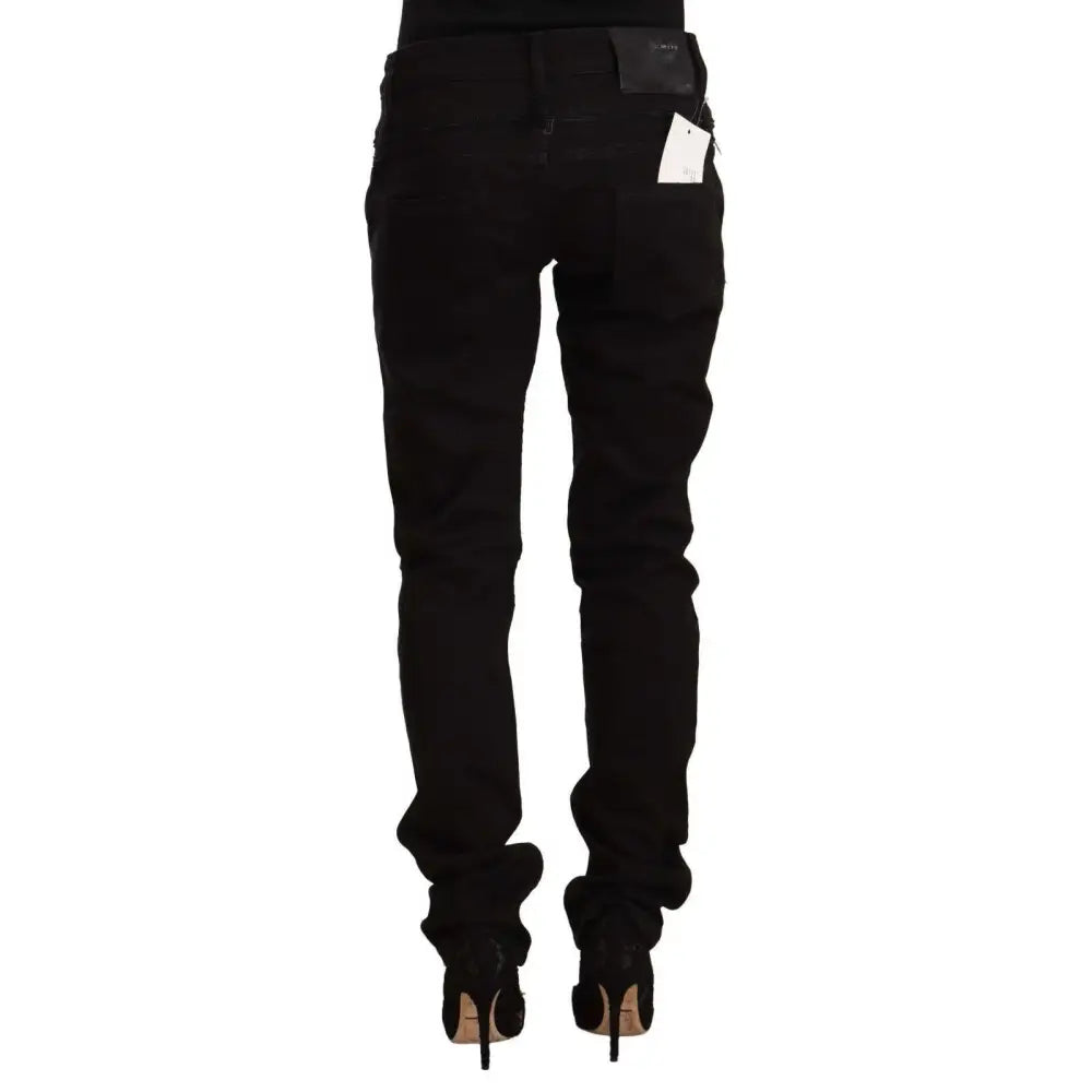 Acht Black Low Waist Cotton Stretch Denim Skinny Jeans
