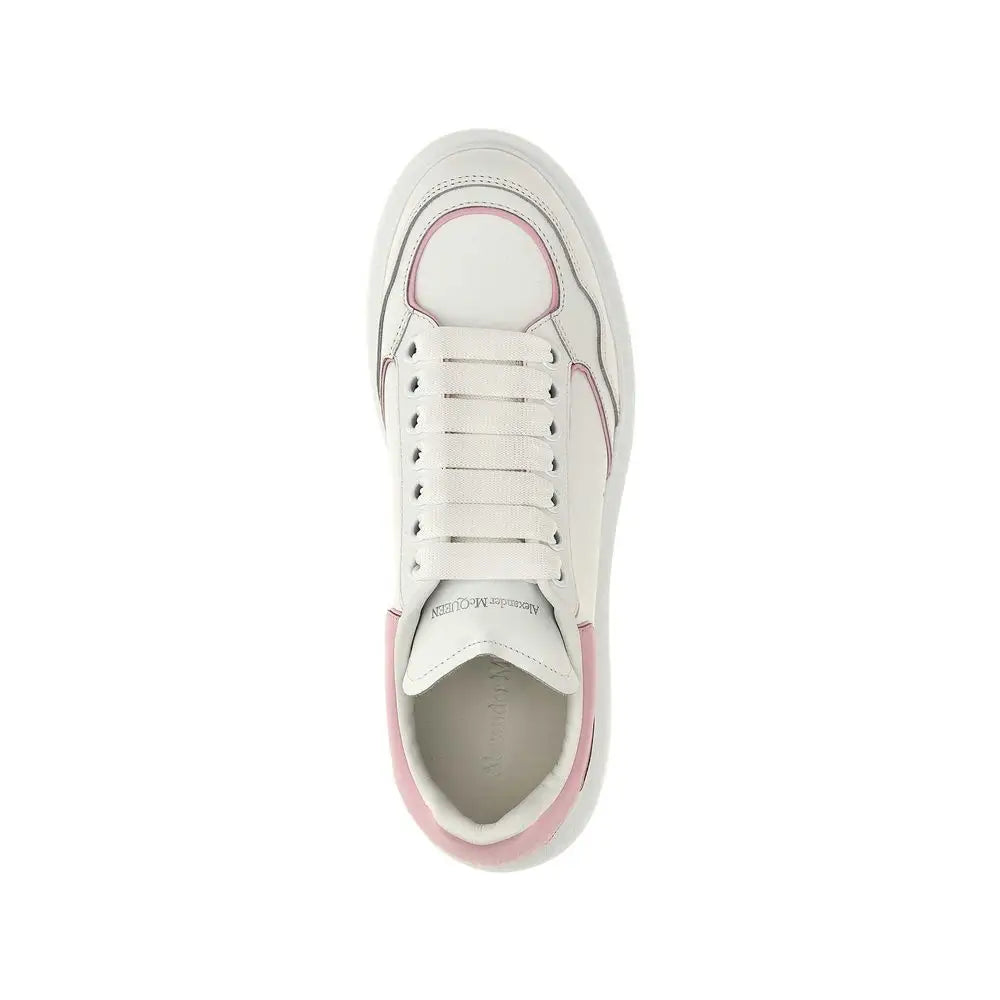 Alexander McQueen white chunky sneakers with pink accents