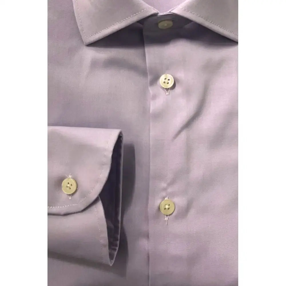 Baldinini trend purple cotton men shirt in lavender with crisp collar