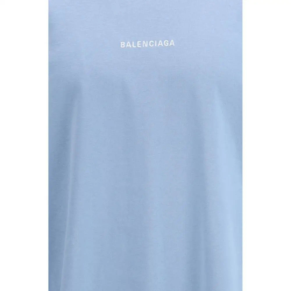 Balenciaga light blue t-shirt med subtil hvid broderet branding