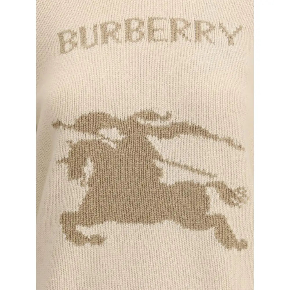 Beige cashmere sweater med Burberry equestrian knight-logo