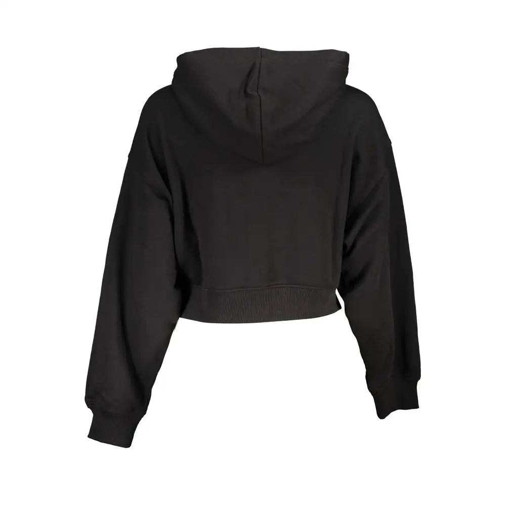 Sort Calvin Klein chic hooded sweatshirt i tidløs sort med afslappet pasform og ribbende manchetter