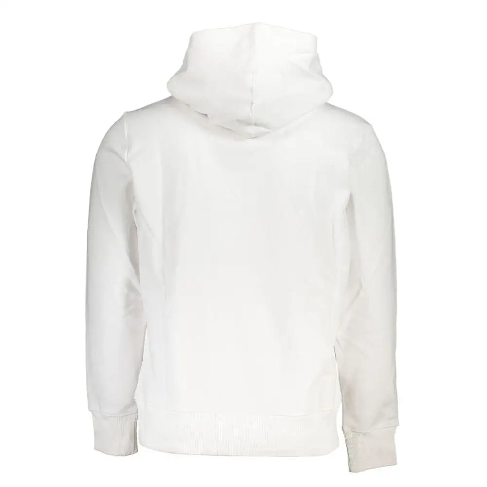 Hvid Calvin Klein bomuldssweater med hætte, outlet mærkevarer, 100% originale brands