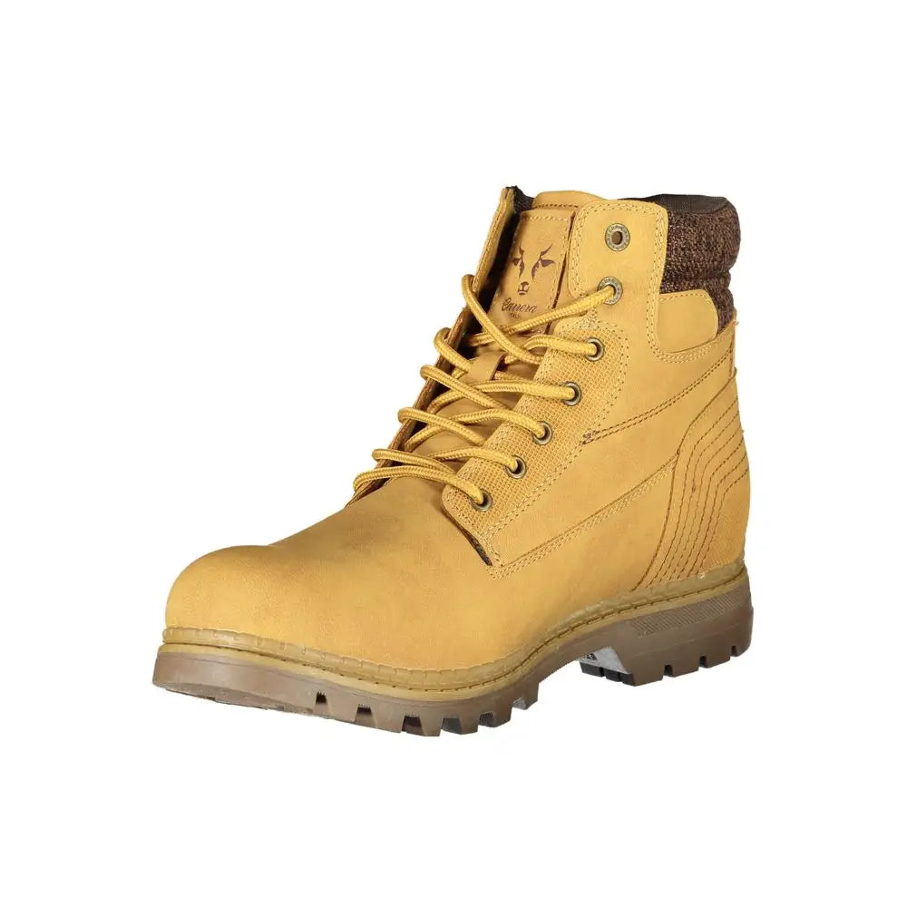 Carrera Yellow Polyester Boot med tan læder og brun accent
