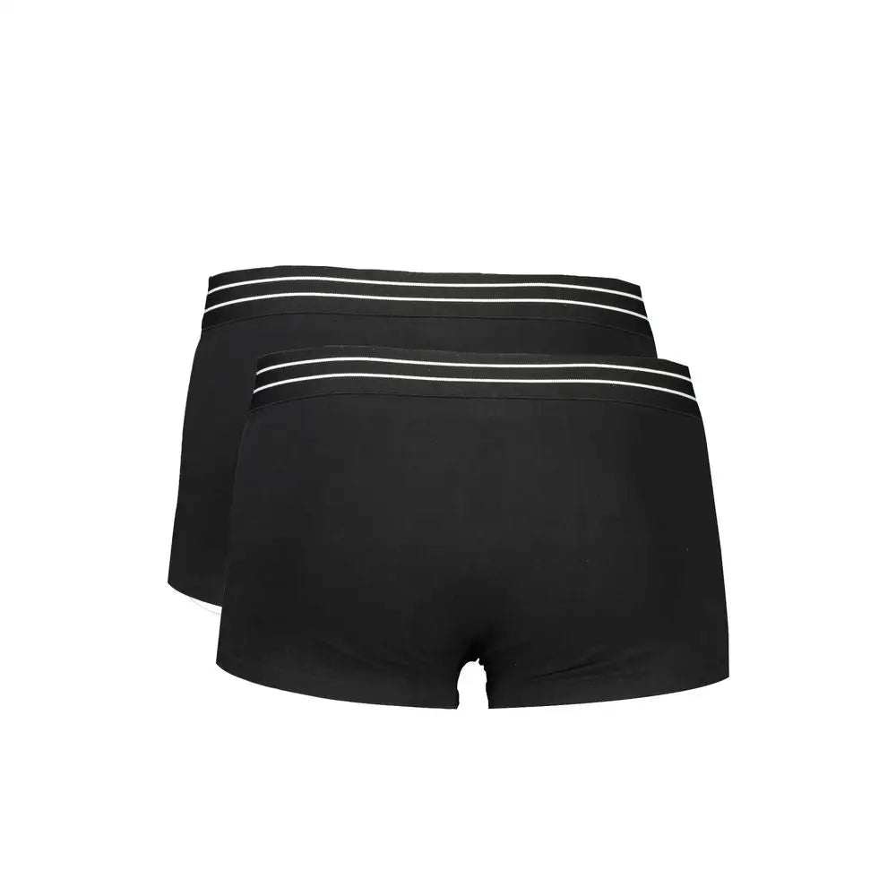 Cavalli class black cotton herreboxers med sort stof og hvid stribet taljebånd