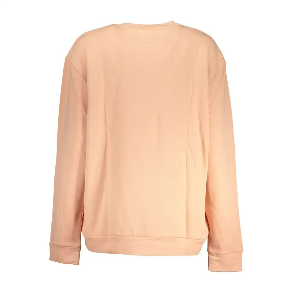 Cavalli Class elegant langærmet pink fleece sweatshirt i blød ferskenfarve