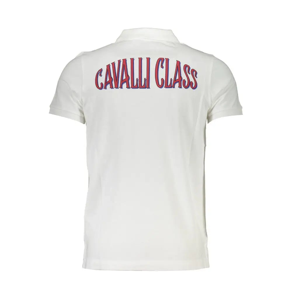 Cavalli Class White Cotton Men Polo Shirt - Polo Shirts