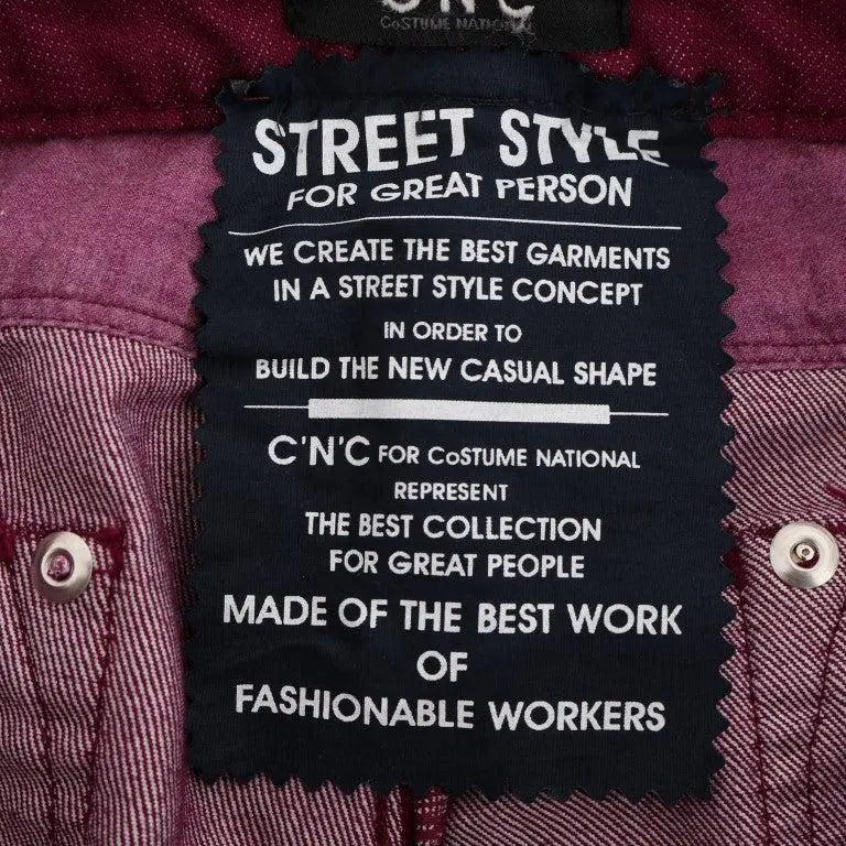 Costume National Red Wash Cotton Stretch Denim Jeans