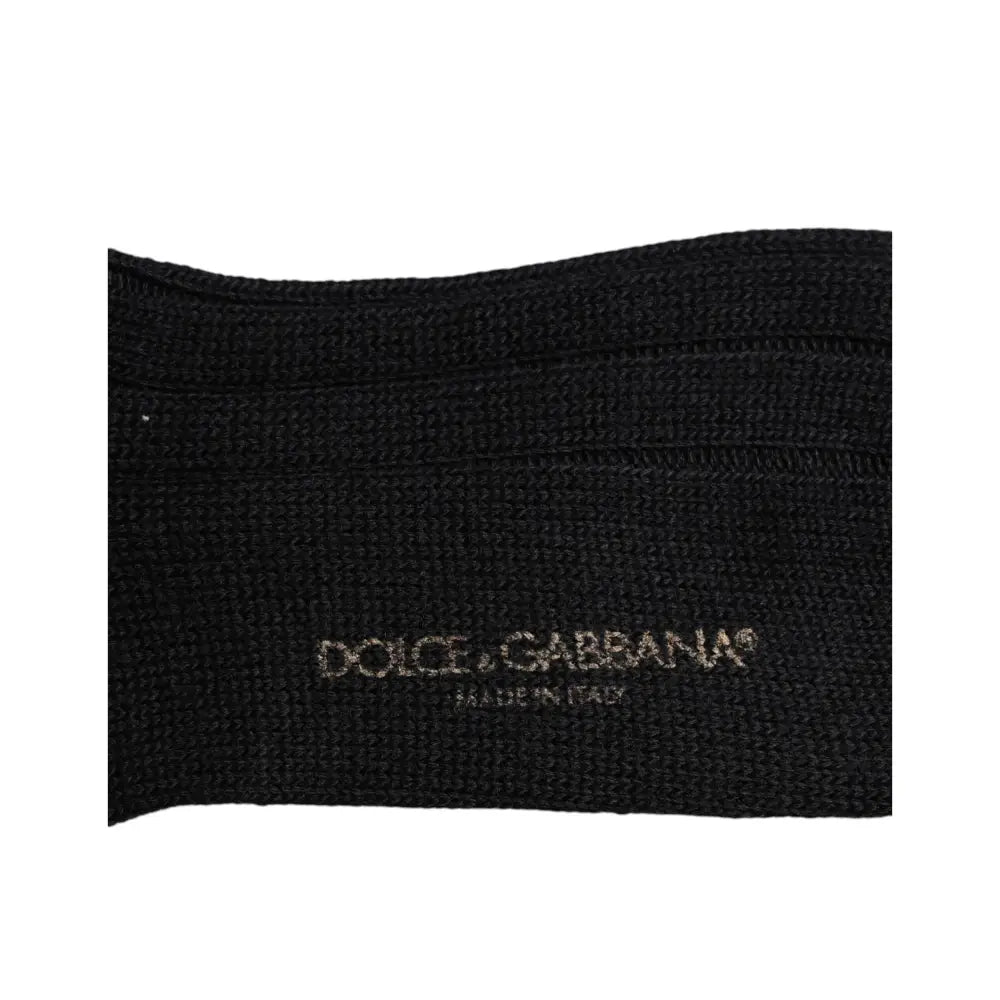 Dolce & Gabbana Black DG Logo Print Over The Calf Socks