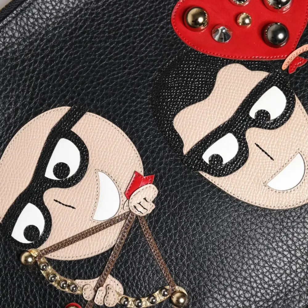Dolce & Gabbana Black #DGFamily Embellished Leather Clutch Bag