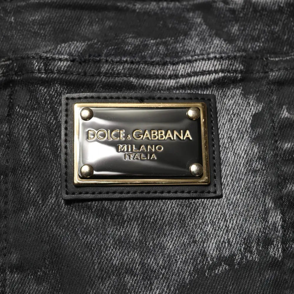 Dolce & Gabbana Black Washed Embellished Skinny Denim Jeans