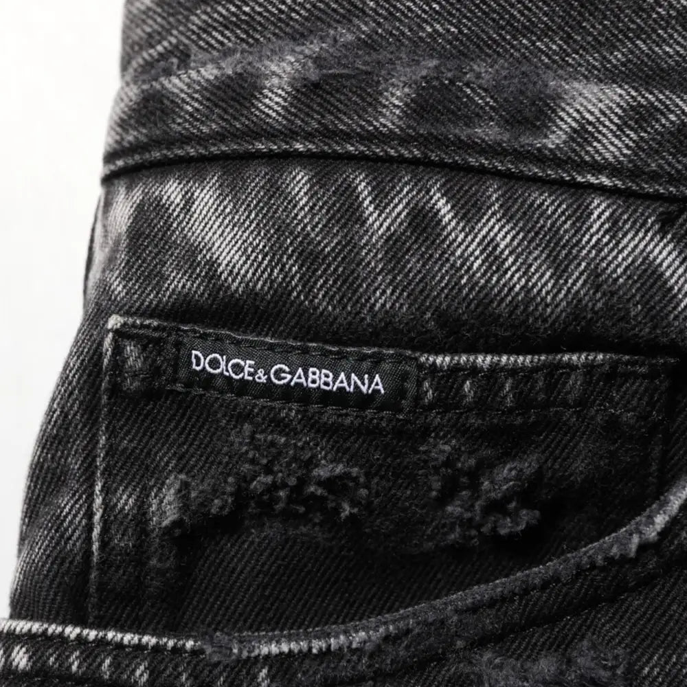 Dolce & Gabbana Black Washed Ripped Loose Cotton Denim Jeans
