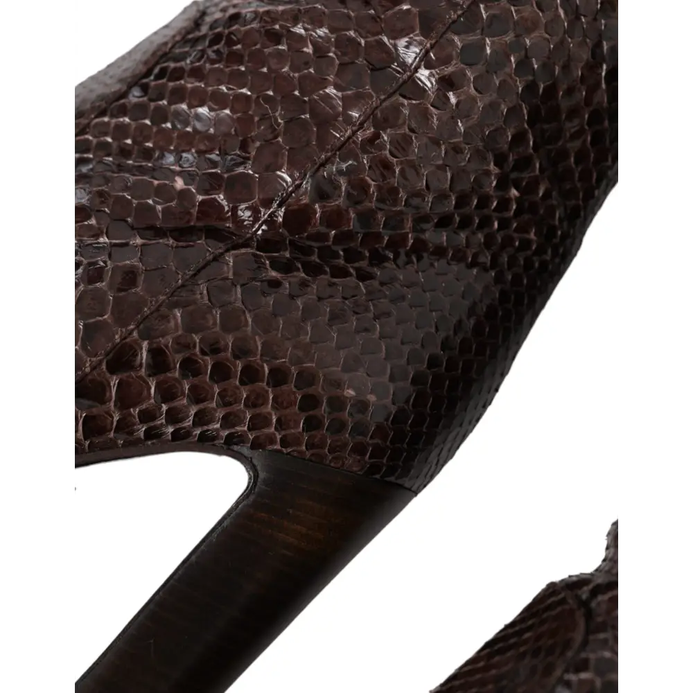 Dolce & Gabbana Brown Exotic Leather Heels High Boots Shoes