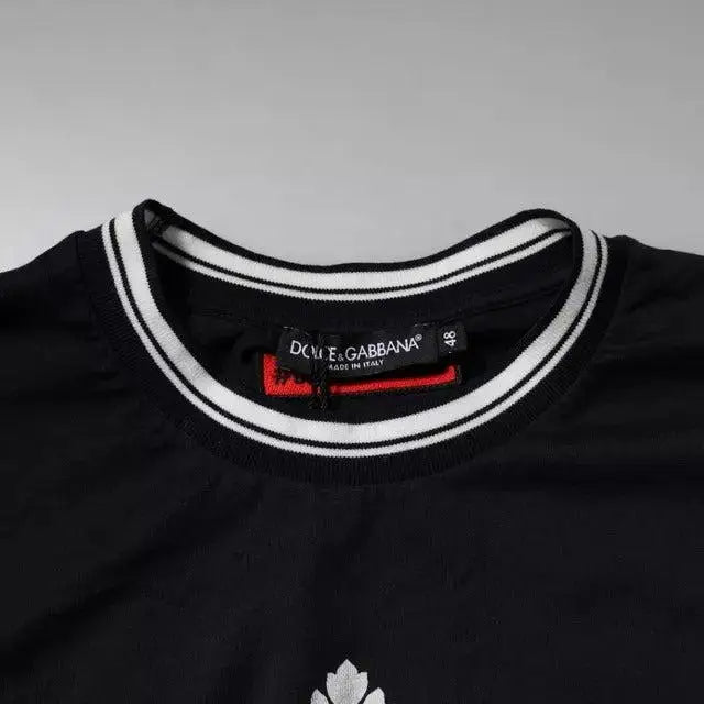 Dolce & Gabbana Dark Blue Logo Crown Cotton Crew Neck T-shirt