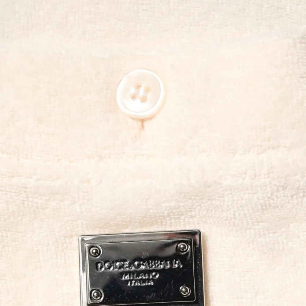 Dolce & Gabbana Ivory Cotton Terry Logo Pocket Polo T-shirt