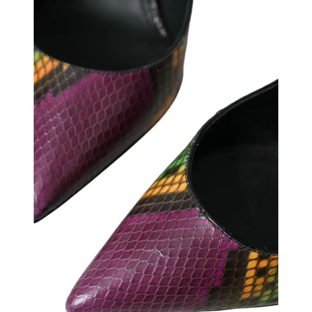 Gabbana multicolor exotic læder heels i lilla slangeskind med høje hæle