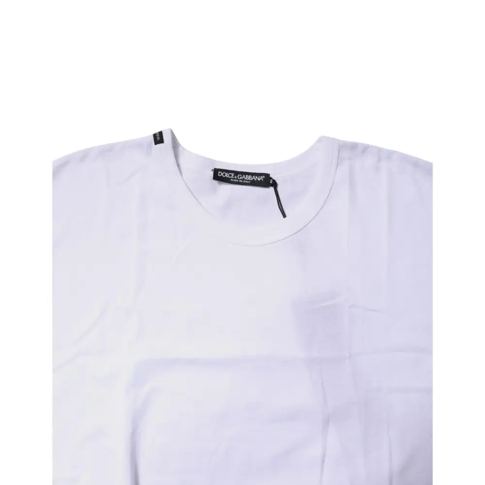 Dolce & Gabbana White Cotton Crew Neck Cropped T-shirt Top