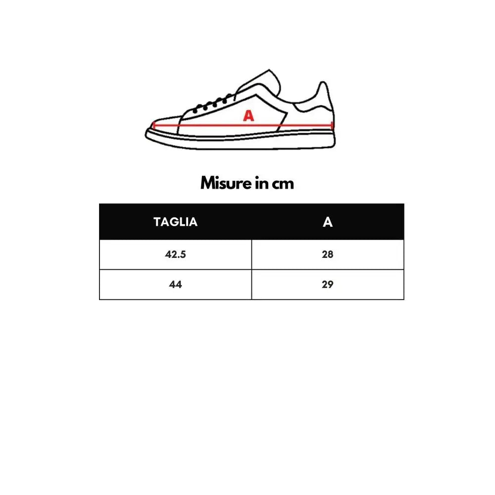 Dolce & Gabbana white leather sneaker with black laces and red measurement line