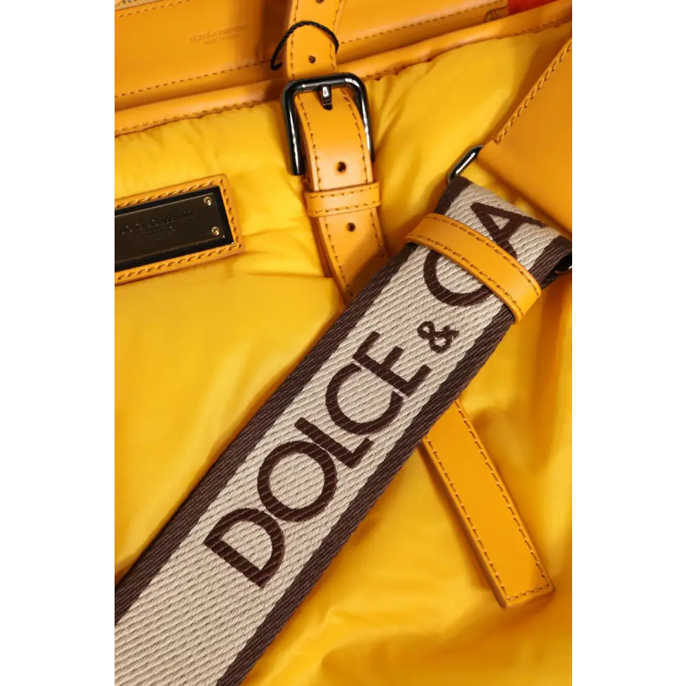 Gul Dolce & Gabbana duffle-taske med orange nylon logo og ægte outlet mærkevare