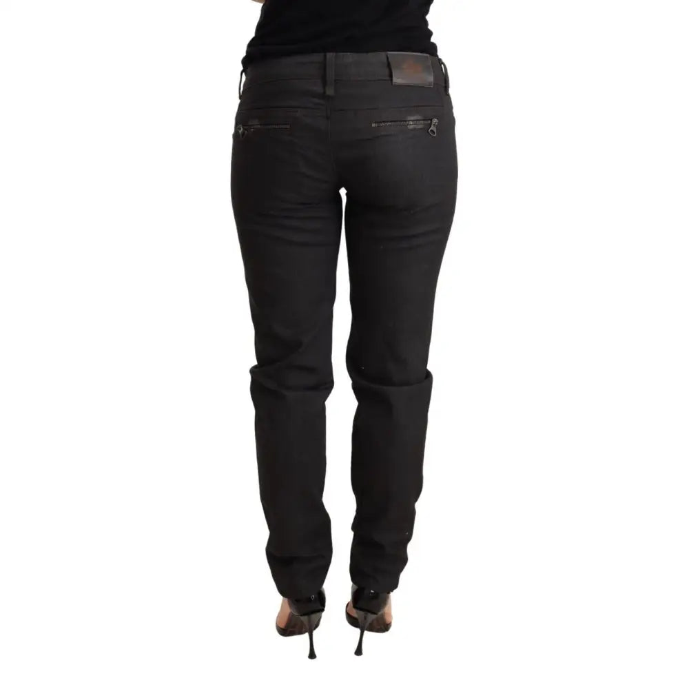 Ermanno Scervino Black Low Waist Skinny Slim Trouser Cotton Jeans