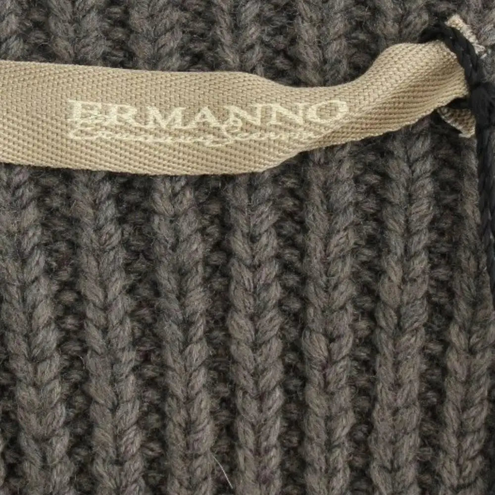 Ermanno Scervino Gray Knit Top Knitted Sweater Merino Wool