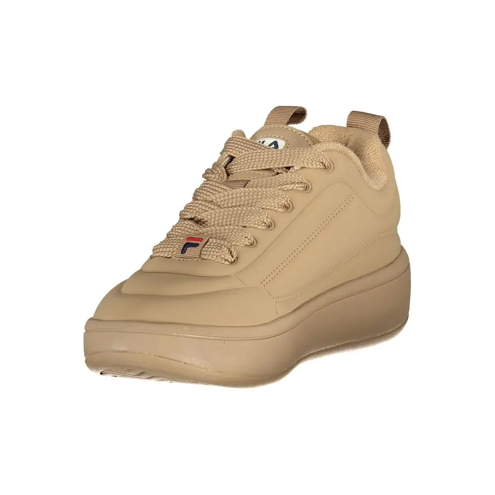 Fila brun polyester atletik sneaker med beige farve, vævet snøre og chunky sål