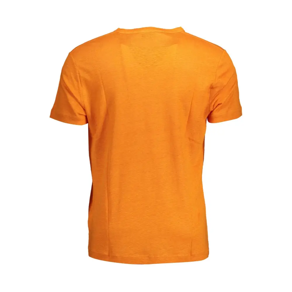 Gant orange linen men t-shirt med crew neck og korte ærmer