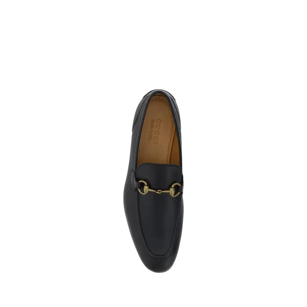 Gucci black calf slip-on loafers med guldtonet horsebit-spænde