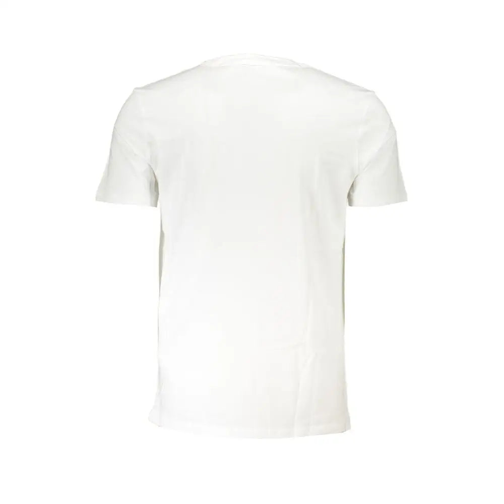 Hugo boss white cotton herret-shirt med rund hals og korte ærmer