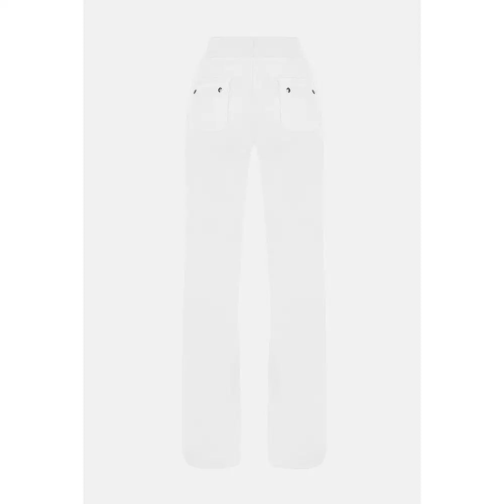 Juicy Couture hvide casual bukser i polyester med subtil syning og knapdetaljer